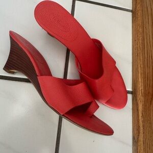 Talbots Red Platform Sandals with Wedge Heel